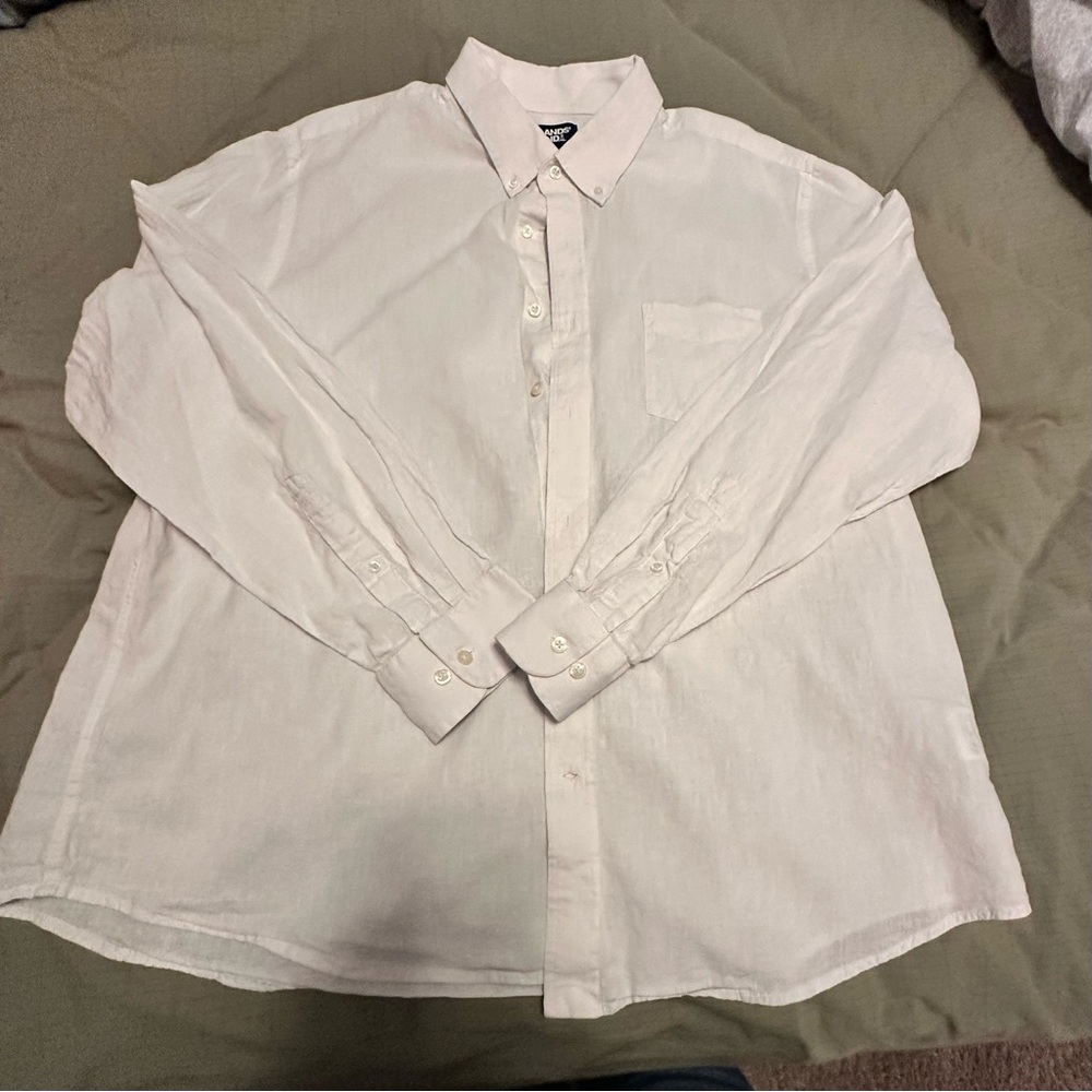 LOT OF 2 - Lands' End Men's White & Pink Linen & Cotton Button Downs - Size XL - Picture 2 of 11